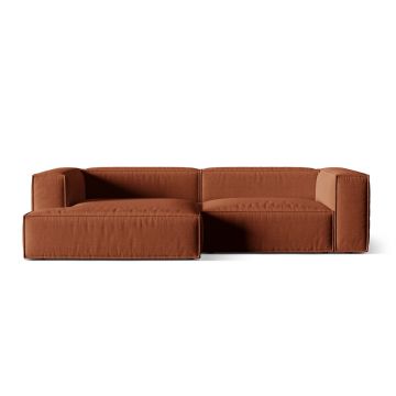 Coltar modular stanga 4 locuri, Nuria-215, Micadoni Home, 292x147x72 cm, tesatura structurata chenille, caramiziu