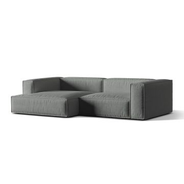 Coltar modular stanga 4 locuri, Nuria-215, Micadoni Home, 292x147x72 cm, tesatura structurata chenille, gri