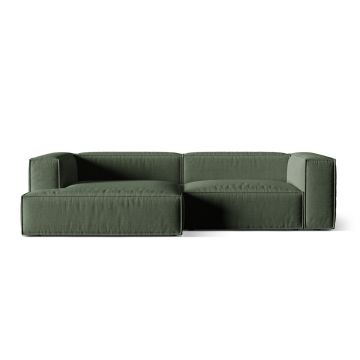 Coltar modular stanga 4 locuri, Nuria-215, Micadoni Home, 292x147x72 cm, tesatura structurata chenille, verde moss