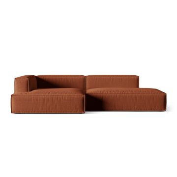 Coltar modular stanga 4 locuri, Nuria-215, Micadoni Home, 312x147x72 cm, tesatura structurata chenille, caramiziu