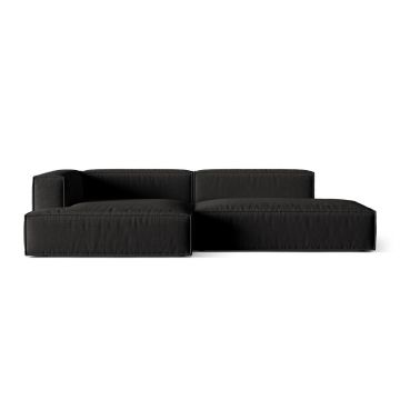 Coltar modular stanga 4 locuri, Nuria-215, Micadoni Home, 312x147x72 cm, tesatura structurata chenille, negru