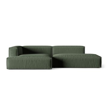 Coltar modular stanga 4 locuri, Nuria-215, Micadoni Home, 312x147x72 cm, tesatura structurata chenille, verde moss