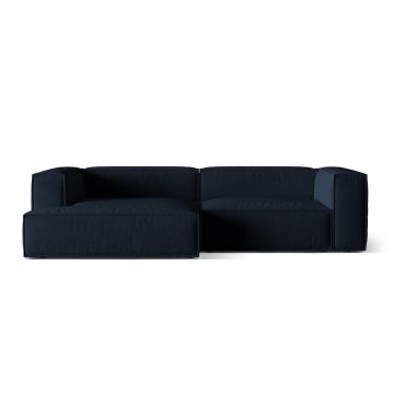 Coltar modular stanga 4 locuri, Nuria-88, Micadoni Home, 292x147x72 cm, catifea, albastru inchis