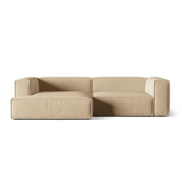 Coltar modular stanga 4 locuri, Nuria-88, Micadoni Home, 292x147x72 cm, catifea, bej nude