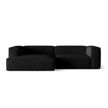 Coltar modular stanga 4 locuri, Nuria-88, Micadoni Home, 292x147x72 cm, catifea, negru