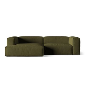 Coltar modular stanga 4 locuri, Nuria-88, Micadoni Home, 292x147x72 cm, catifea, verde moss melange