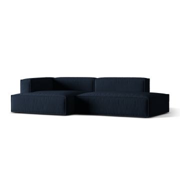 Coltar modular stanga 4 locuri, Nuria-88, Micadoni Home, 312x147x72 cm, catifea, albastru inchis