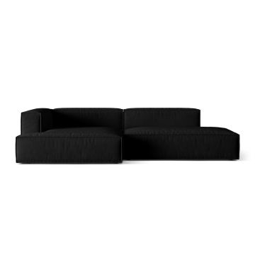 Coltar modular stanga 4 locuri, Nuria-88, Micadoni Home, 312x147x72 cm, catifea, negru