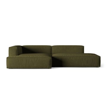 Coltar modular stanga 4 locuri, Nuria-88, Micadoni Home, 312x147x72 cm, catifea, verde moss melange