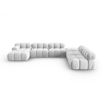 Coltar panoramic modular dreapta 7 locuri, Bellis-51, Micadoni Home, 376x282x70 cm, catifea, bej inchis