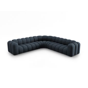 Coltar simetric modular 5 locuri, Lupine-140, Micadoni Home, 309x309x70 cm, tesatura chenille din poliester, albastru regal