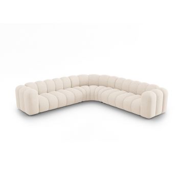 Coltar simetric modular 5 locuri, Lupine-140, Micadoni Home, 309x309x70 cm, tesatura chenille din poliester, bej deschis