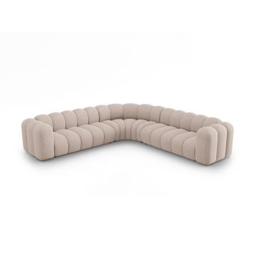 Coltar simetric modular 5 locuri, Lupine-140, Micadoni Home, 309x309x70 cm, tesatura chenille din poliester, bej