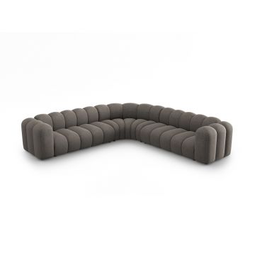 Coltar simetric modular 5 locuri, Lupine-140, Micadoni Home, 309x309x70 cm, tesatura chenille din poliester, gri