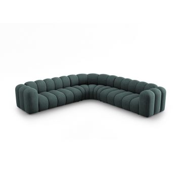 Coltar simetric modular 5 locuri, Lupine-140, Micadoni Home, 309x309x70 cm, tesatura chenille din poliester, petrol