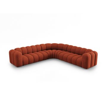 Coltar simetric modular 5 locuri, Lupine-140, Micadoni Home, 309x309x70 cm, tesatura chenille din poliester, teracota