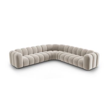 Coltar simetric modular 5 locuri, Lupine-44, Micadoni Home, 309x309x70 cm, catifea, bej
