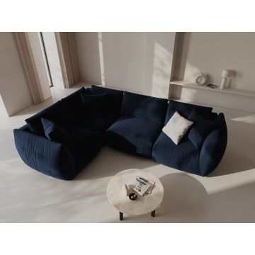 Coltar stanga 4 locuri, Chris-184, Micadoni Home, 295x210x80 cm, catifea, albastru regal