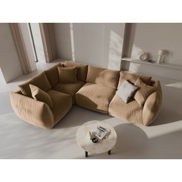Coltar stanga 4 locuri, Chris-184, Micadoni Home, 295x210x80 cm, catifea, bej sand