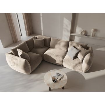 Coltar stanga 4 locuri, Chris-184, Micadoni Home, 295x210x80 cm, catifea, ecru