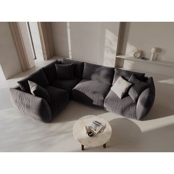 Coltar stanga 4 locuri, Chris-184, Micadoni Home, 295x210x80 cm, catifea, gri inchis
