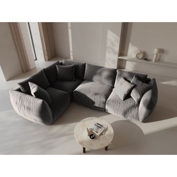 Coltar stanga 4 locuri, Chris-184, Micadoni Home, 295x210x80 cm, catifea, gri