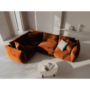 Coltar stanga 4 locuri, Chris-184, Micadoni Home, 295x210x80 cm, catifea, teracota