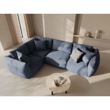 Coltar stanga 4 locuri, Chris-259, Micadoni Home, 295x210x80 cm, tesatura structurata chenille, albastru muted