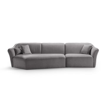 Coltar stanga 5 locuri, Hailey, Micadoni Home, 292x138x79 cm, tesatura boucle, caramiziu