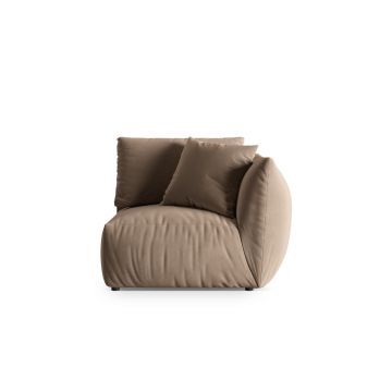 Modul dreapta pentru canapea, 1 loc, Chris-184, Micadoni Home, 110x100x80 cm, catifea, maro deschis
