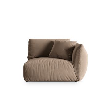 Modul dreapta pentru canapea, 1 loc, Chris-184, Micadoni Home, 130x100x80 cm, catifea, maro deschis