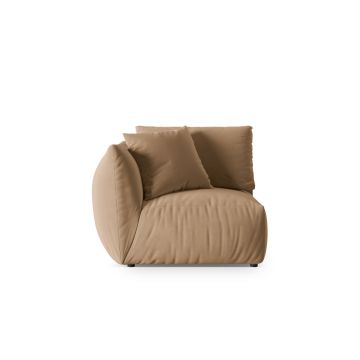 Modul stanga pentru canapea, 1 loc, Chris-184, Micadoni Home, 110x100x80 cm, catifea, bej sand