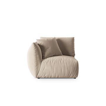 Modul stanga pentru canapea, 1 loc, Chris-184, Micadoni Home, 110x100x80 cm, catifea, ecru