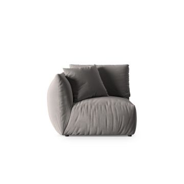 Modul stanga pentru canapea, 1 loc, Chris-184, Micadoni Home, 110x100x80 cm, catifea, gri