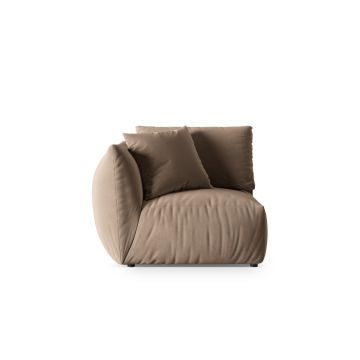 Modul stanga pentru canapea, 1 loc, Chris-184, Micadoni Home, 110x100x80 cm, catifea, maro deschis