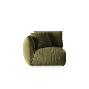 Modul stanga pentru canapea, 1 loc, Chris-184, Micadoni Home, 110x100x80 cm, catifea, verde deschis