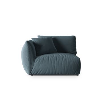Modul stanga pentru canapea, 1 loc, Chris-184, Micadoni Home, 130x100x80 cm, catifea, albastru pastel
