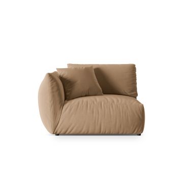 Modul stanga pentru canapea, 1 loc, Chris-184, Micadoni Home, 130x100x80 cm, catifea, bej sand