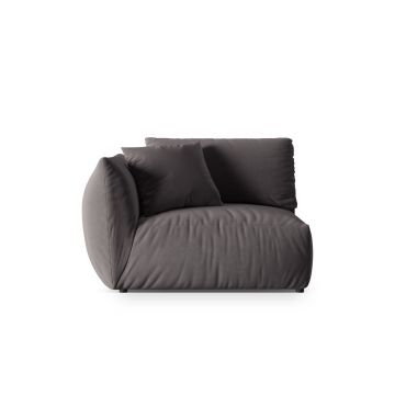 Modul stanga pentru canapea, 1 loc, Chris-184, Micadoni Home, 130x100x80 cm, catifea, gri inchis