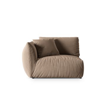 Modul stanga pentru canapea, 1 loc, Chris-184, Micadoni Home, 130x100x80 cm, catifea, maro deschis