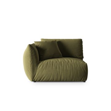 Modul stanga pentru canapea, 1 loc, Chris-184, Micadoni Home, 130x100x80 cm, catifea, verde deschis