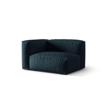 Modul stanga pentru canapea, 1 loc, Martina-169, Micadoni Home, 121x106x75 cm, tesatura structurata catifelata, albastru jeans