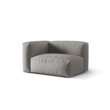 Modul stanga pentru canapea, 1 loc, Martina-169, Micadoni Home, 121x106x75 cm, tesatura structurata catifelata, gri deschis