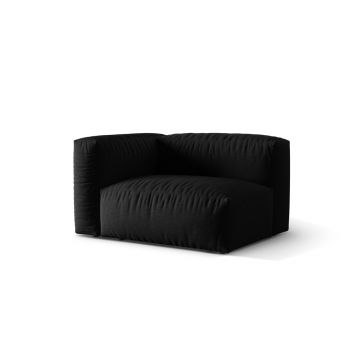 Modul stanga pentru canapea, 1 loc, Martina-169, Micadoni Home, 121x106x75 cm, tesatura structurata catifelata, negru