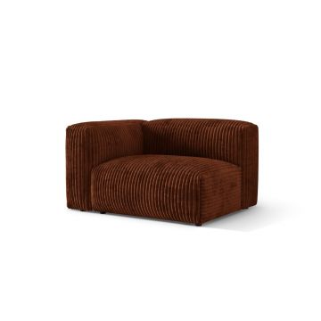 Modul stanga pentru canapea, 1 loc, Martina-212, Micadoni Home, 121x106x75 cm, velur, caramiziu