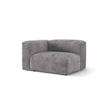 Modul stanga pentru canapea, 1 loc, Martina-212, Micadoni Home, 121x106x75 cm, velur, gri deschis