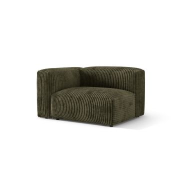 Modul stanga pentru canapea, 1 loc, Martina-212, Micadoni Home, 121x106x75 cm, velur, verde muschi