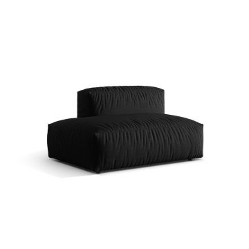 Modul stanga pentru canapea, 2 locuri, Martina-169, Micadoni Home, 133x106x75 cm, tesatura structurata catifelata, negru