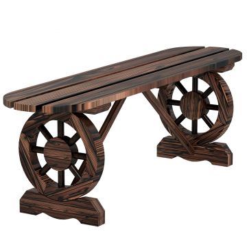 Outsunny Bancă de Grădină cu Picioare în Formă de Roată de Car cu 2 Locuri și Șezut din Șipci, 120x29x39 cm, Maro | Aosom Romania Outsunny Bancă de Grădină cu Picioare în Formă de Roată de Car cu 2 Locuri și Șezut din Șipci, 120x29x39 cm, Maro | Aosom Romania