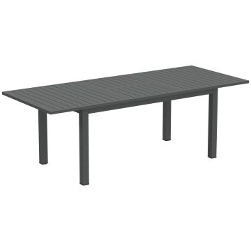Outsunny Masă Extensibilă pentru Grădină din Aluminiu și Blat cu Șipci, 160/220x90x73 cm, Gri | Aosom Romania